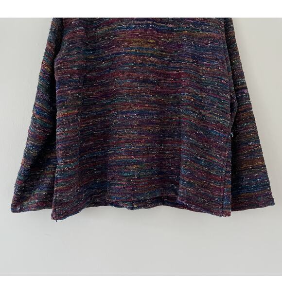 Vtg 90's CHICOS Multicolored Button Up Woven Silk Jacket Sz 3 Natural Fiber - Picture 6 of 7